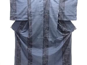 未使用品　色紙に花模様織り出し手織り紬着物